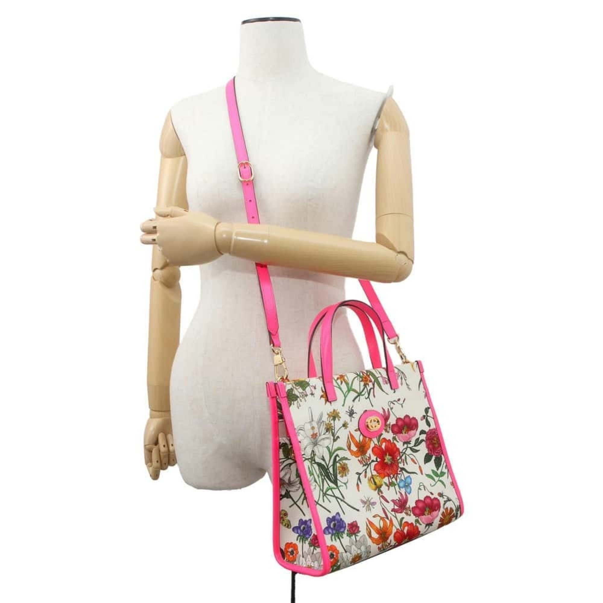 Gucci Handbag Flora Canvas 550141 GUCCI 2way Shoulder Bag Flower White