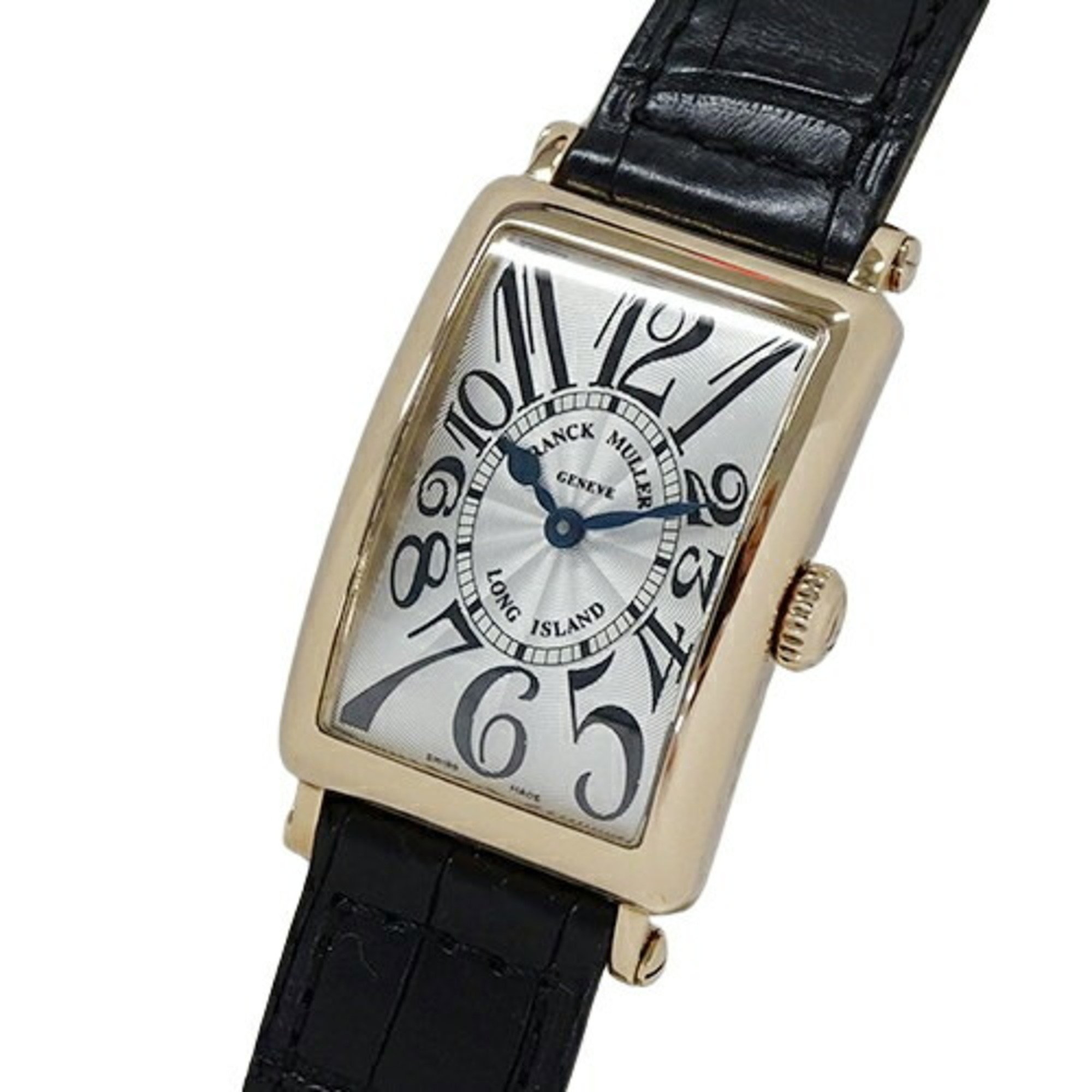 FRANCK MULLER Long Island 902 Watch for Women, Quartz, 750PG, Leather, Pink Gold, Silver, Black, Square, Polished