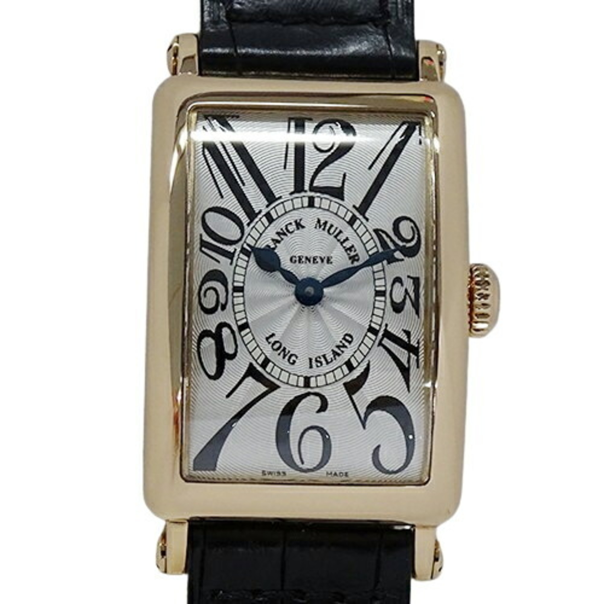 FRANCK MULLER Long Island 902 Watch for Women, Quartz, 750PG, Leather, Pink Gold, Silver, Black, Square, Polished