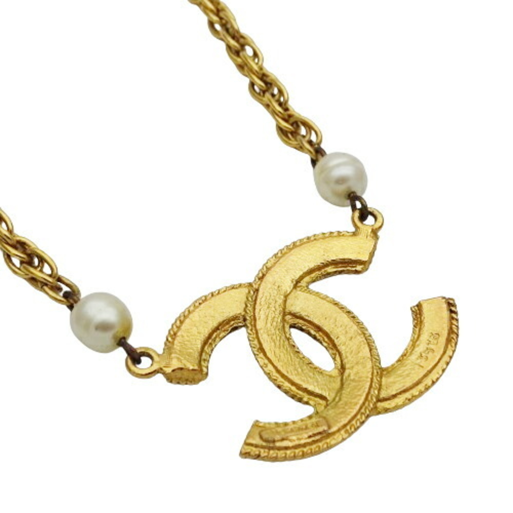 CHANEL Necklace for Women GP Fake Pearl Gold Coco Mark 3616 Pendant