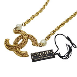 CHANEL Necklace for Women GP Fake Pearl Gold Coco Mark 3616 Pendant