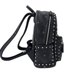 MCM Women's Bag, Visetos Backpack, PVC, Black, Studs