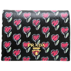 Prada VIT.MOVE LOVE Women's Bi-fold Wallet 1MV204 Leather NERO (Black)