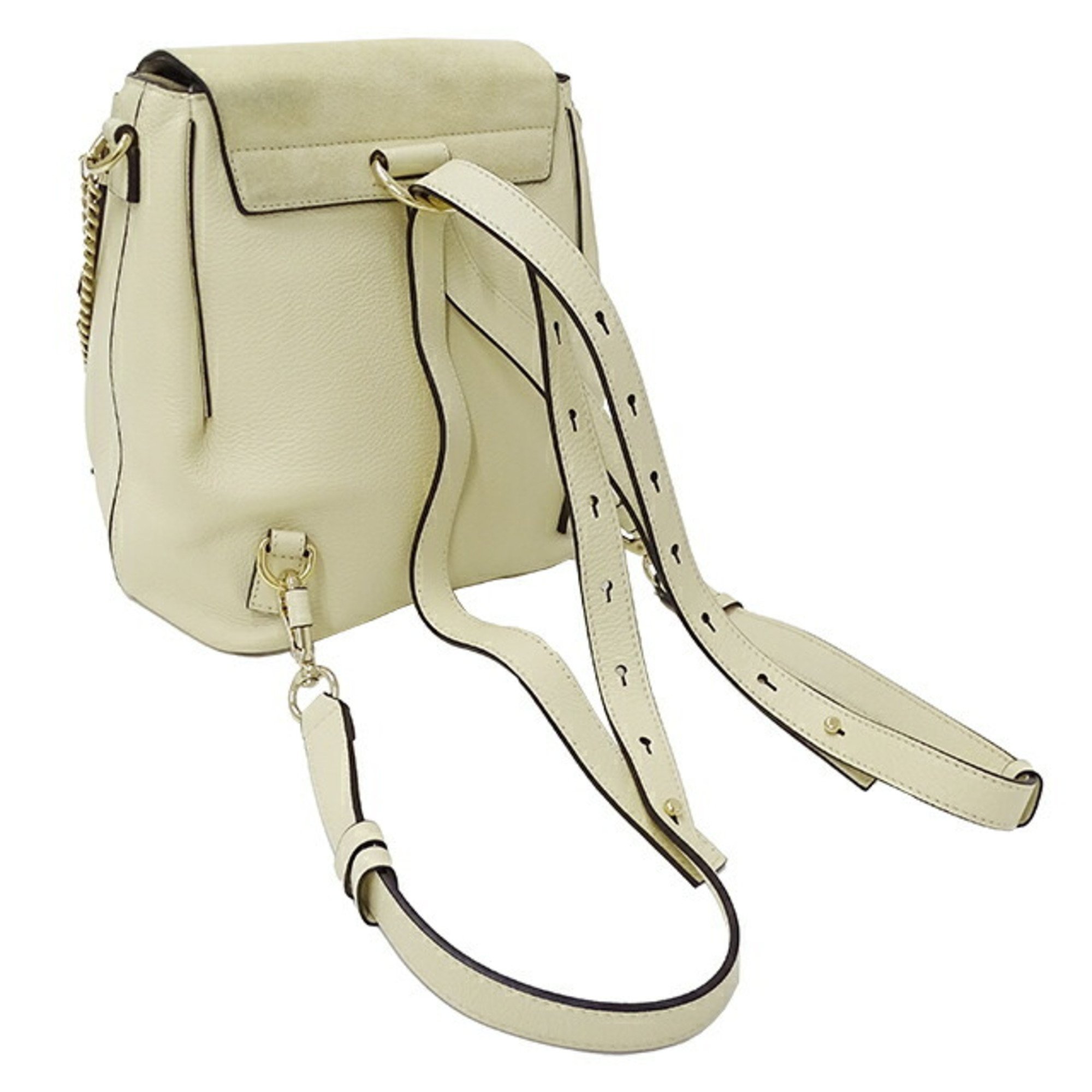 Chloé Chloe Bag Women's Faye Backpack Shoulder 2way Leather Off-White 3S1233 Compact White