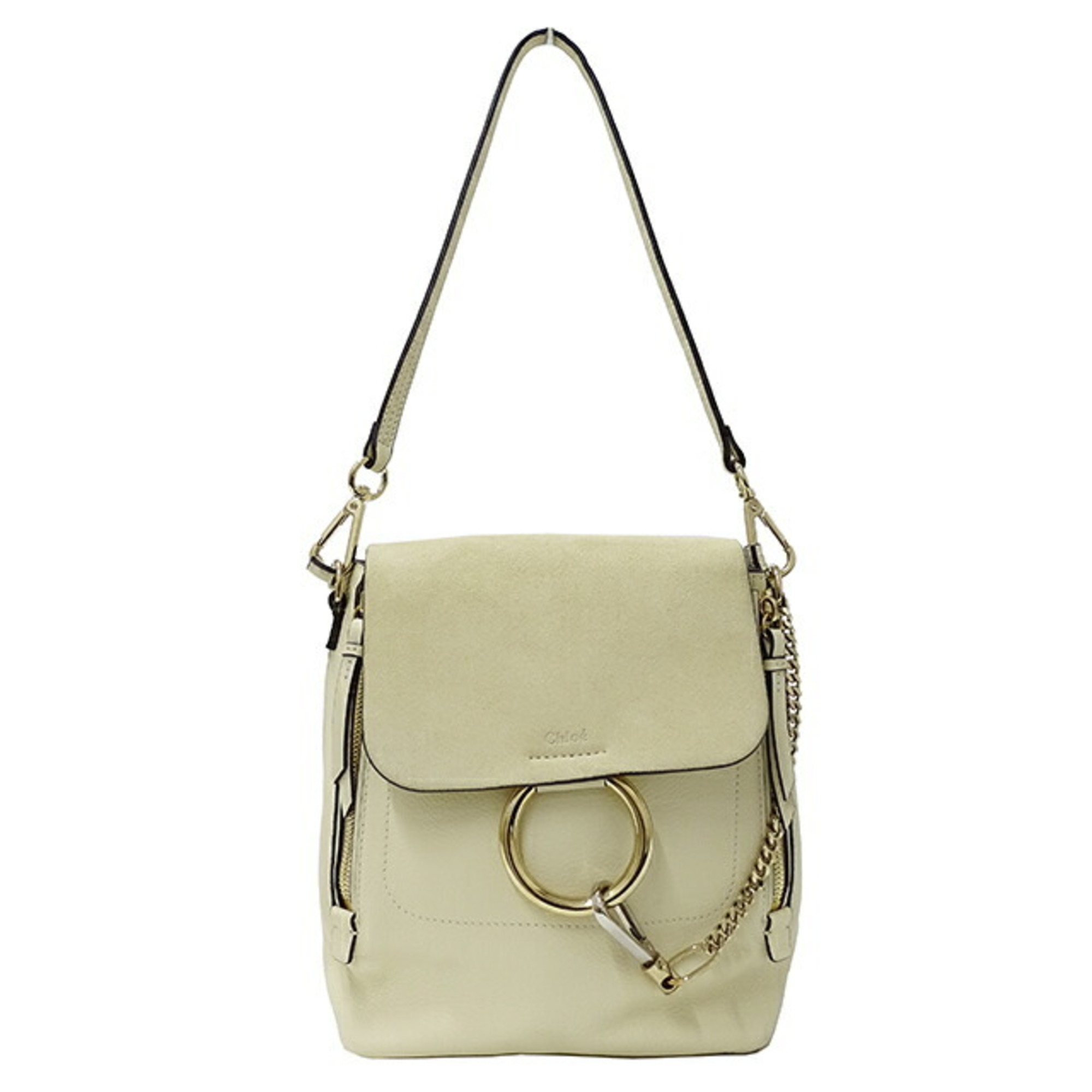 Chloé Chloe Bag Women's Faye Backpack Shoulder 2way Leather Off-White 3S1233 Compact White