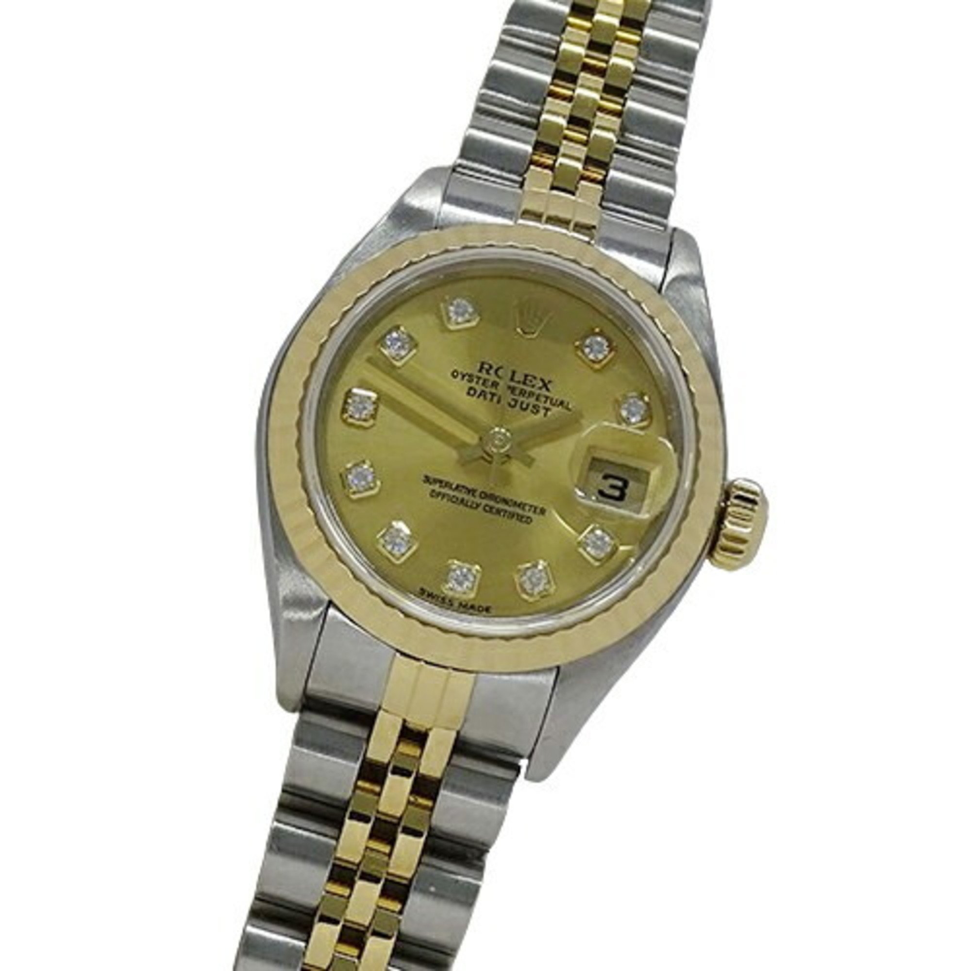 Rolex ROLEX Datejust 79173G K series watch for women, 10P diamonds, automatic, AT, stainless steel, SS, gold, YG, combination, polished