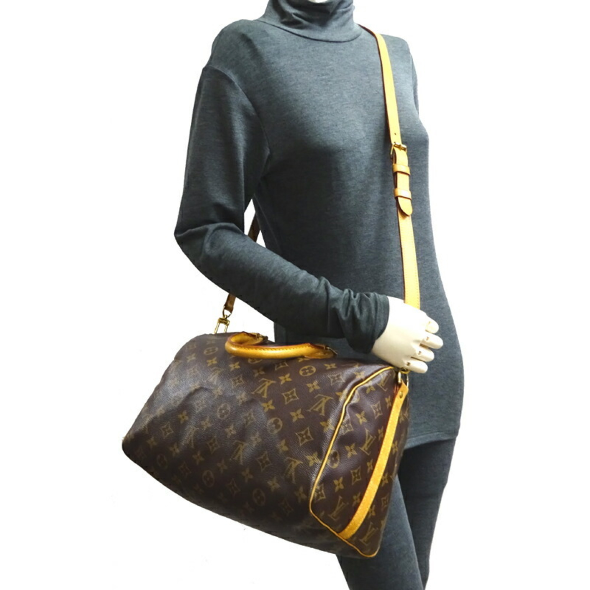 Louis Vuitton Speedy Bandouliere 30 Women's Handbag M41112() Monogram Brown