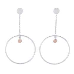 Hermes Earrings Exlibris Hoop V925 Silver K18PG Pink Gold HERMES