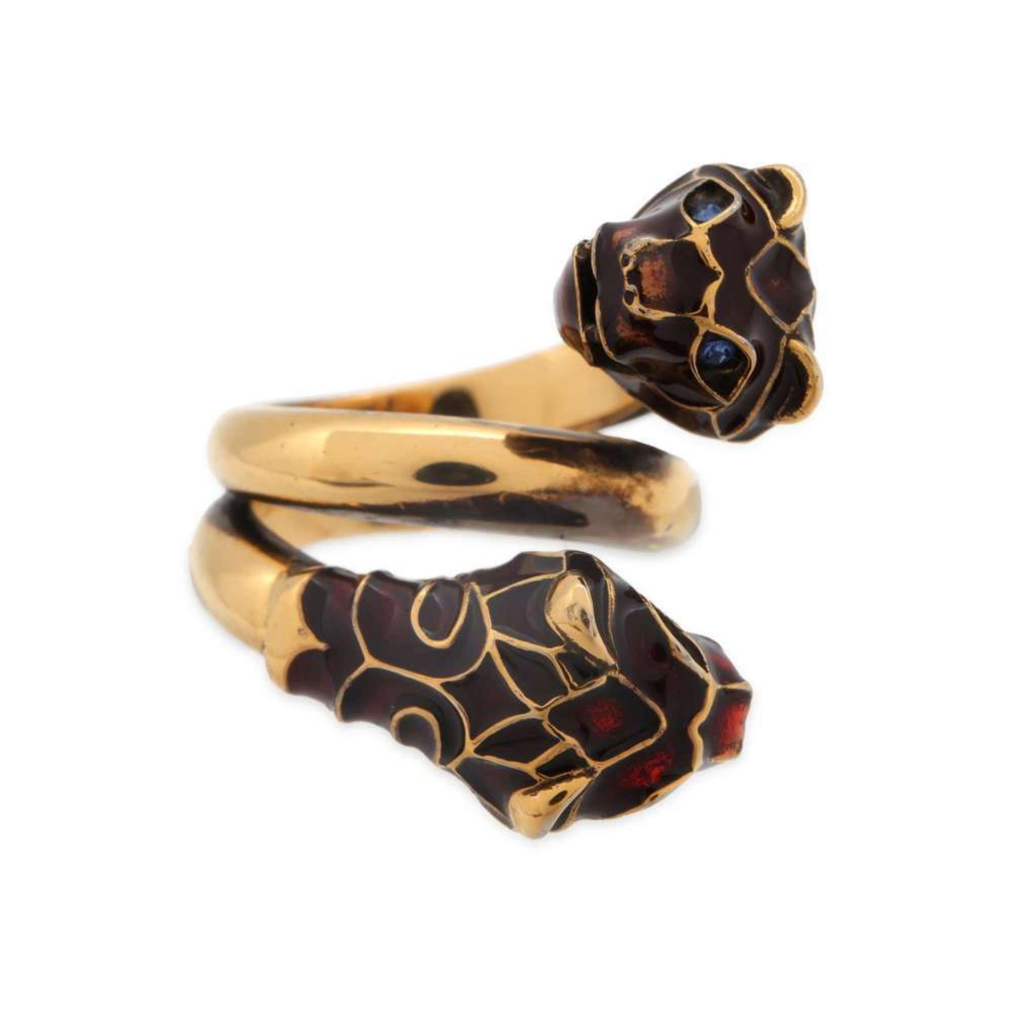 Gucci Ring Double Tiger Head Rhinestone Size 10 402269 GUCCI