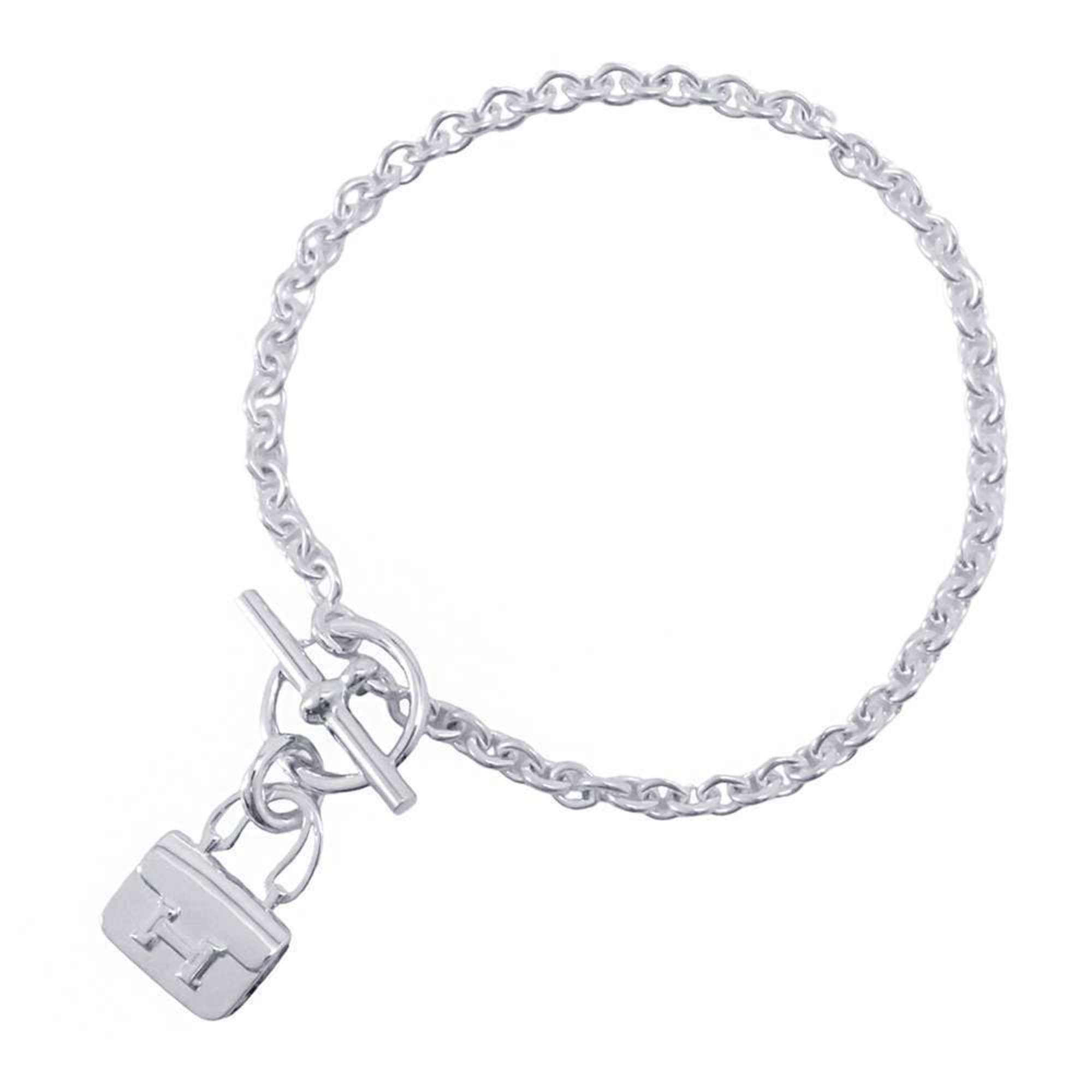 Hermes Bracelet Amulet Constance Motif SV925 Silver Size LG HERMES Ag925