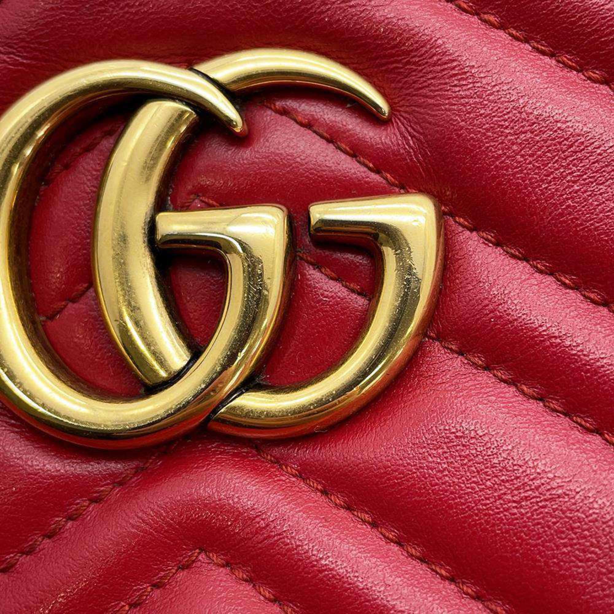 Gucci Shoulder Bag GG Marmont Quilted Small 447632 GUCCI Chain Red