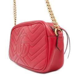 Gucci Shoulder Bag GG Marmont Quilted Small 447632 GUCCI Chain Red