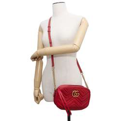 Gucci Shoulder Bag GG Marmont Quilted Small 447632 GUCCI Chain Red