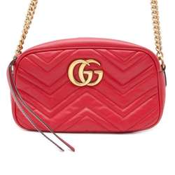 Gucci Shoulder Bag GG Marmont Quilted Small 447632 GUCCI Chain Red