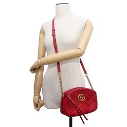 Gucci Shoulder Bag GG Marmont Quilted Small 447632 GUCCI Chain Red