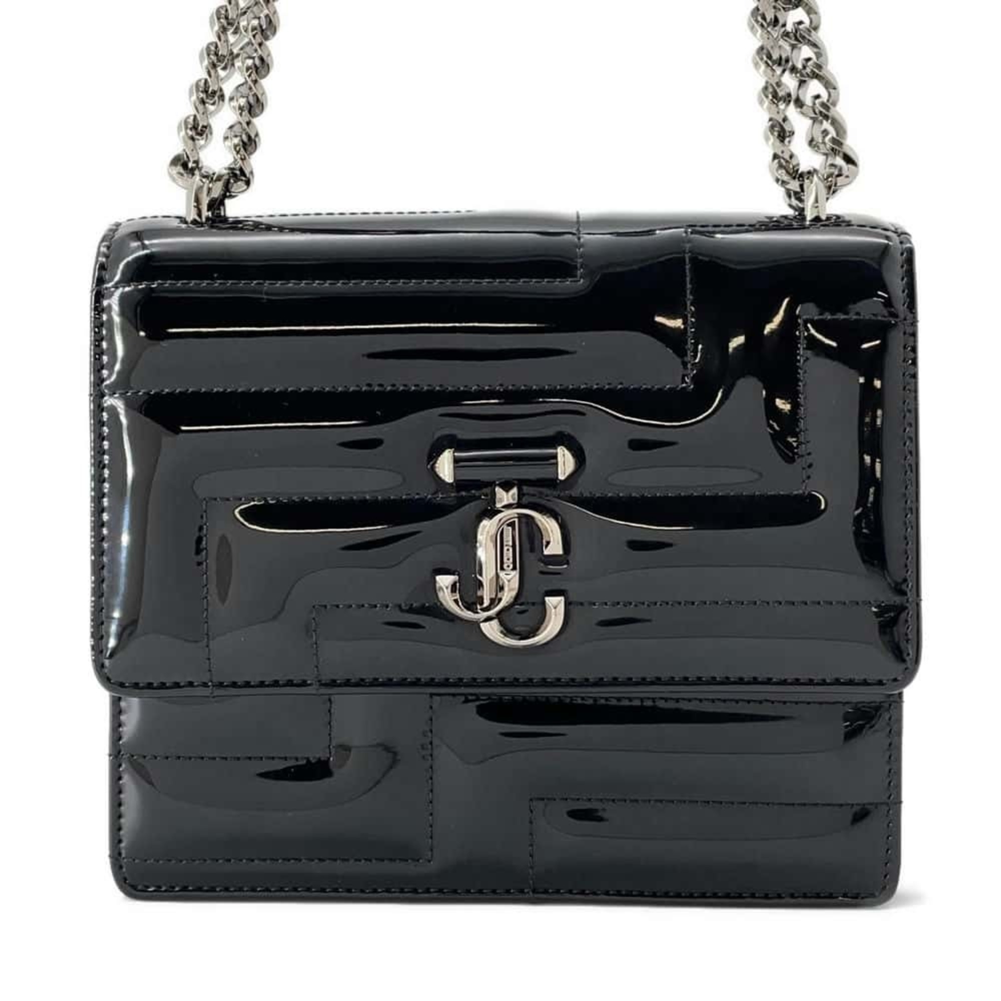 Jimmy Choo Chain Shoulder Bag Avenue Quad Patent JIMMY CHOO Black