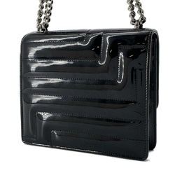 Jimmy Choo Chain Shoulder Bag Avenue Quad Patent JIMMY CHOO Black