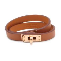 Hermes Bracelet Kelly Double Tour Gold Pink Swift T2 U Engraved