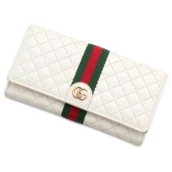 Gucci Long Wallet GG Marmont Quilted Web 536451 GUCCI White