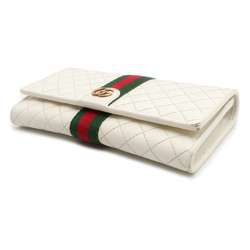 Gucci Long Wallet GG Marmont Quilted Web 536451 GUCCI White