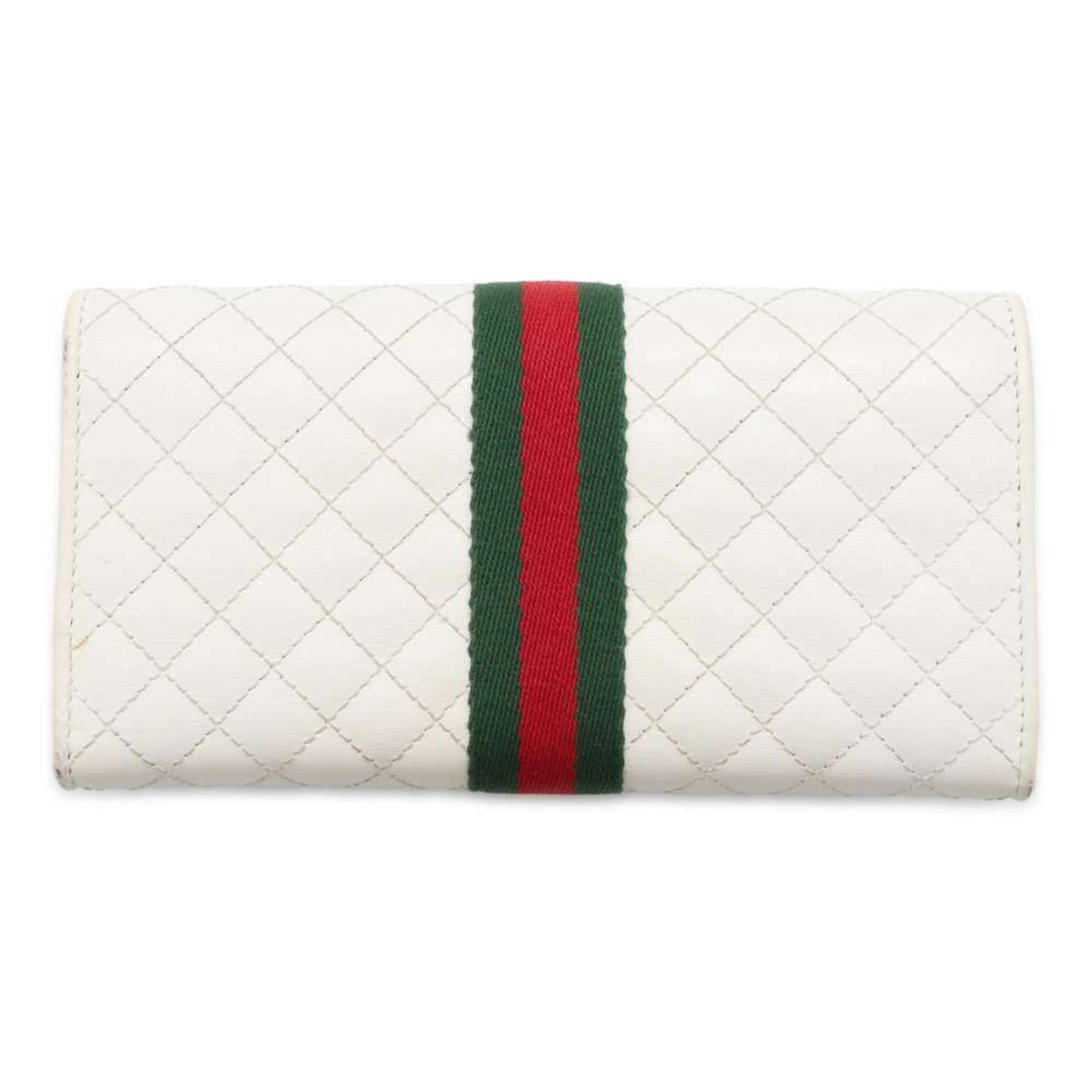 Gucci Long Wallet GG Marmont Quilted Web 536451 GUCCI White