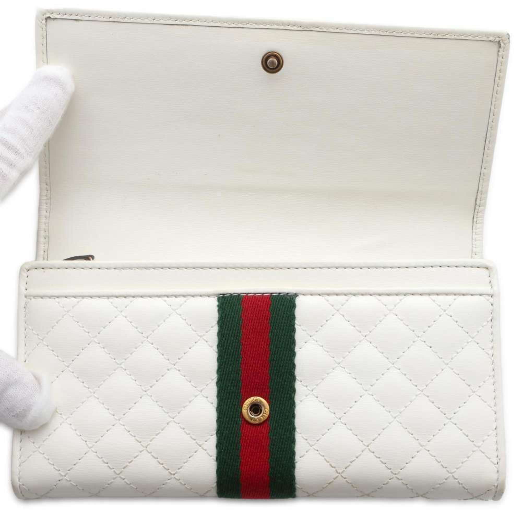 Gucci Long Wallet GG Marmont Quilted Web 536451 GUCCI White