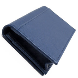 PRADA Business Card Holder Holder/Card Case Leather Blue Men's Women's w0601a