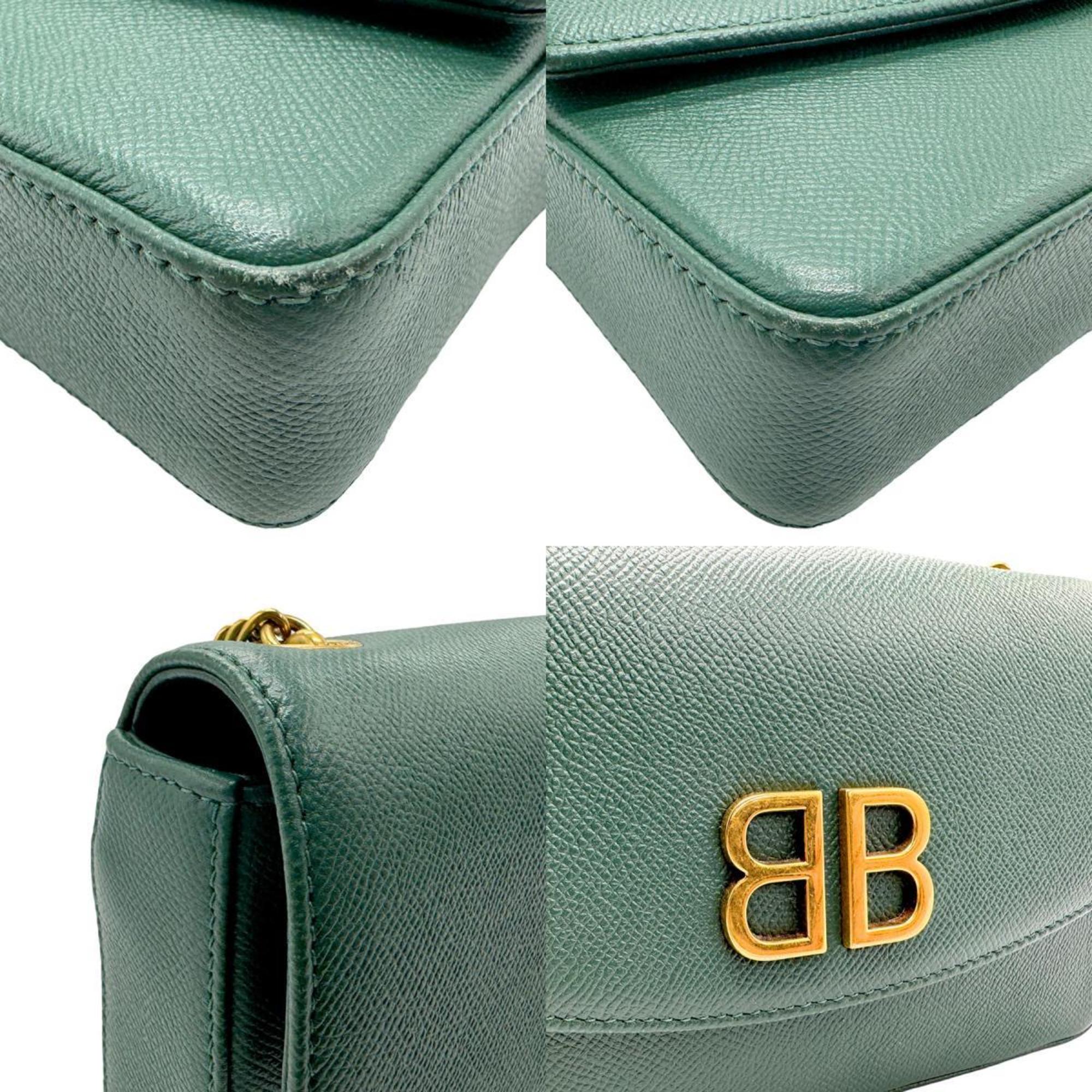 BALENCIAGA Shoulder Bag Leather Metal Dark Green Women's z1831