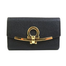 Salvatore Ferragamo Gancini Leather Key Case Black Women's a0419