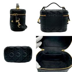 Christian Dior handbag shoulder bag vanity small leather canvas black gold women's z1830