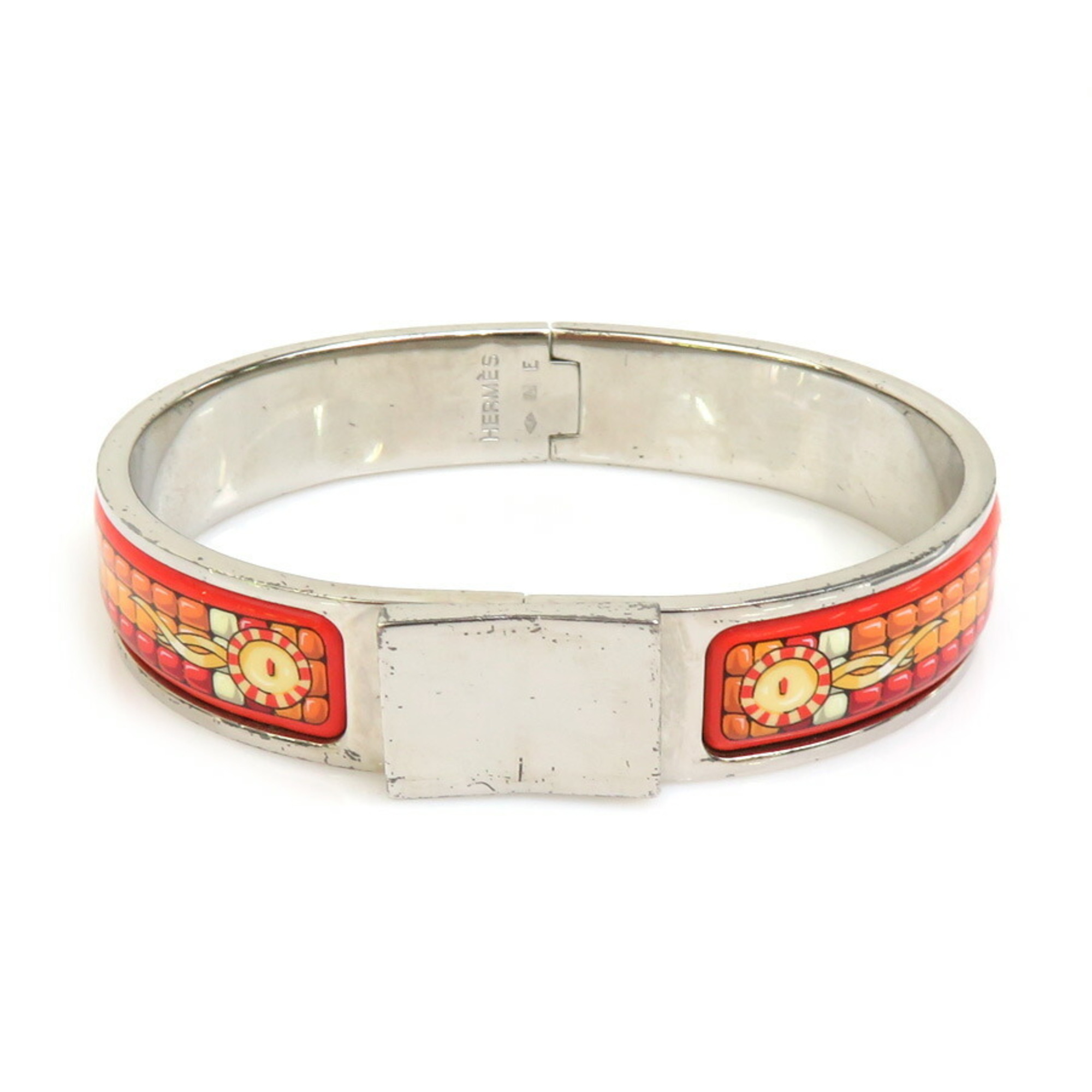 Hermes HERMES bangle bracelet click clack metal enamel silver orange ladies e58888a