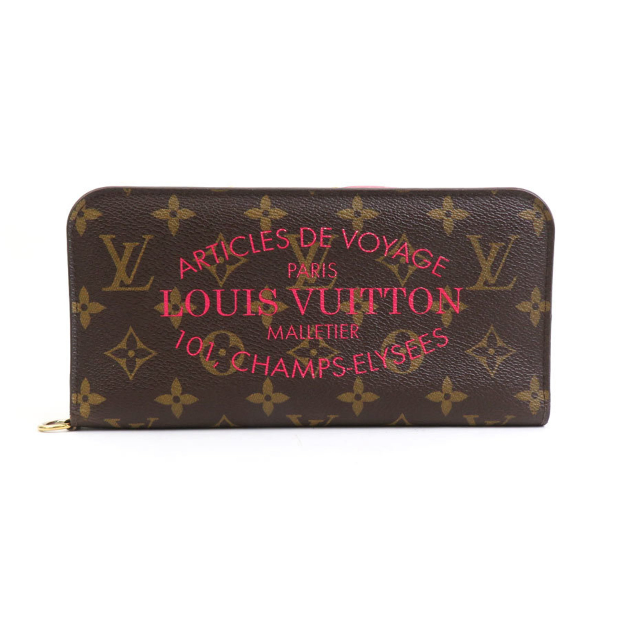 Louis Vuitton LOUIS VUITTON Round Long Wallet Ikat Flower Portefeuille Ansolite Monogram Canvas Rose Andian Women's M60391 a0417