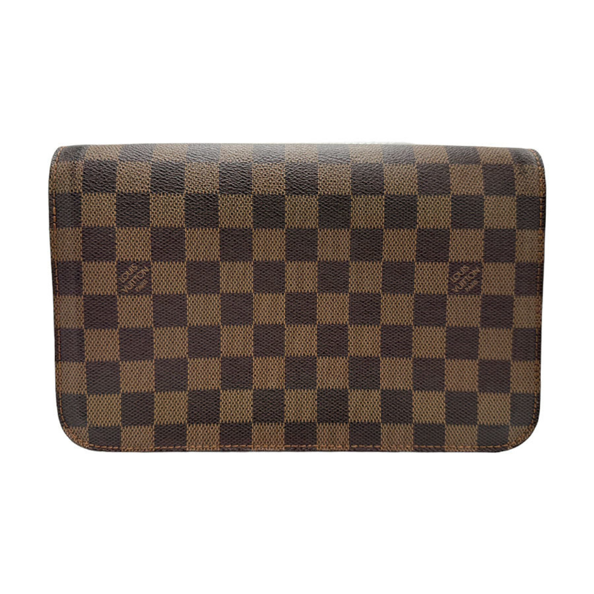 Louis Vuitton LOUIS VUITTON Clutch Bag Damier Saint Canvas Brown Gold Men's N51993 n0109