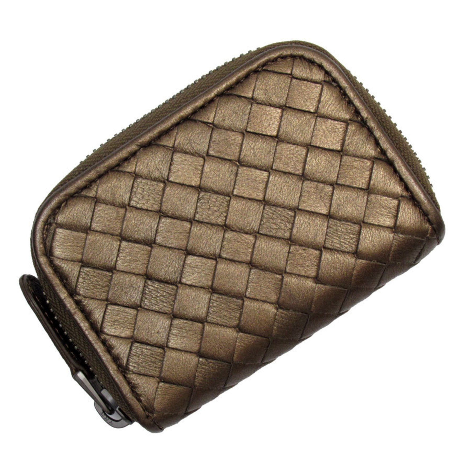 BOTTEGA VENETA Wallet/Coin Case Intrecciato Leather Bronze Men's Women's w0600j