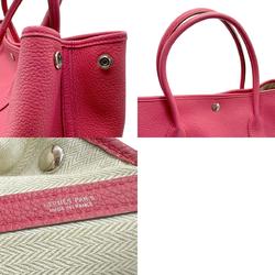 Hermes HERMES Handbag Tote Bag Garden PM Leather Pink Silver Women's n0096