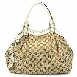 GUCCI Handbag GG Canvas Sukey Leather Beige Women's 211944 e58878a