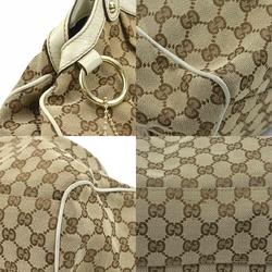 GUCCI Handbag GG Canvas Sukey Leather Beige Women's 211944 e58878a