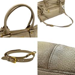 PRADA handbag shoulder bag leather beige gold ladies z1822