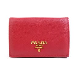 PRADA Business Card Holder/Card Case Holder Leather Red Women's h30399g