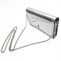 Christian Louboutin Long Wallet Chain Patent Leather Silver Women's W0544A