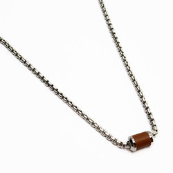 Hermes HERMES Necklace Melimelo Metal Silver x Brown Men's Women's w0597g