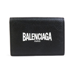 BALENCIAGA Tri-fold Wallet Leather Black Men's Women's h30407k