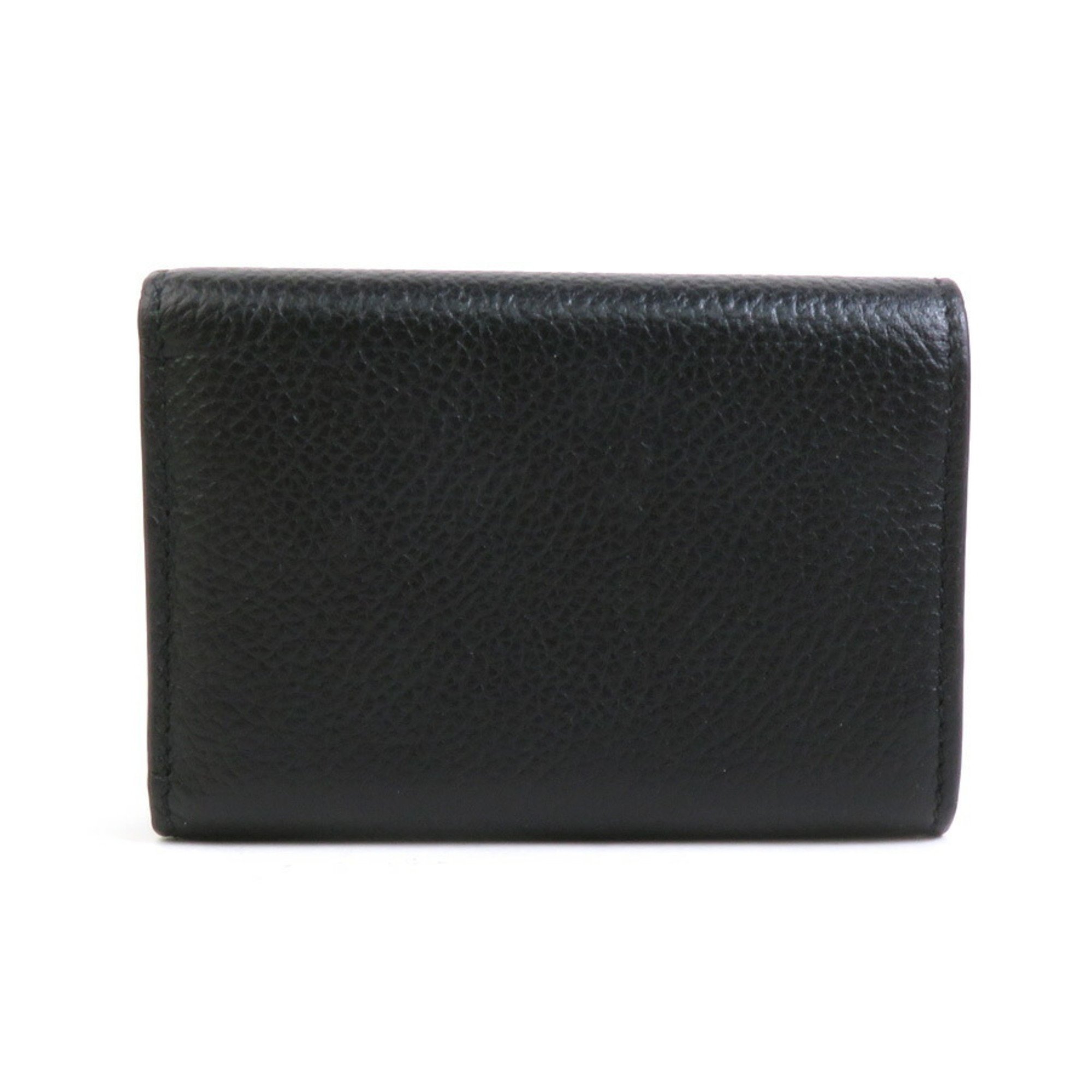 BALENCIAGA Tri-fold Wallet Leather Black Men's Women's h30407k