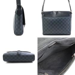 Louis Vuitton LOUIS VUITTON Shoulder Bag Damier Cobalt Newport PM Coated Canvas Leather Black Navy Silver Men's N41587 e58873a