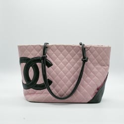CHANEL Tote Bag Handbag Cambon Line Coco Mark Large Leather Baby Pink Silver Women's A25169 PD157