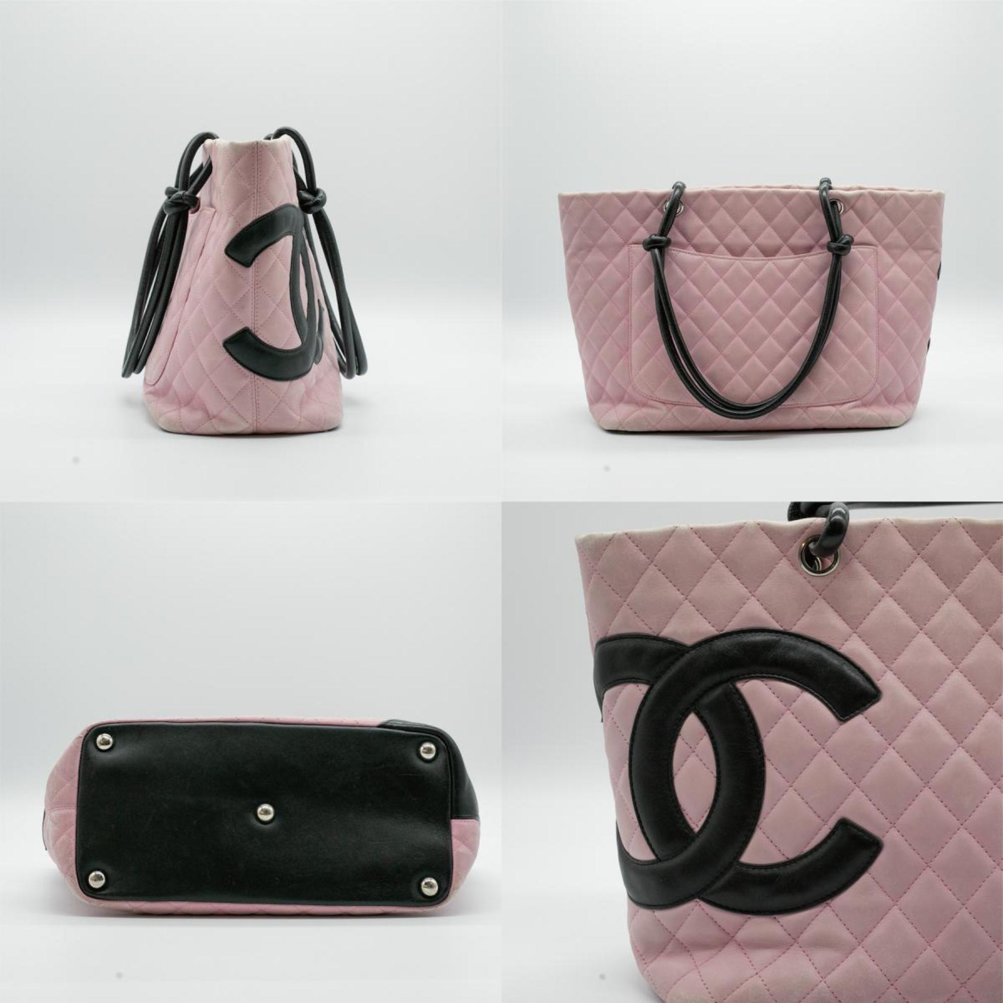 CHANEL Tote Bag Handbag Cambon Line Coco Mark Large Leather Baby Pink Silver Women's A25169 PD157