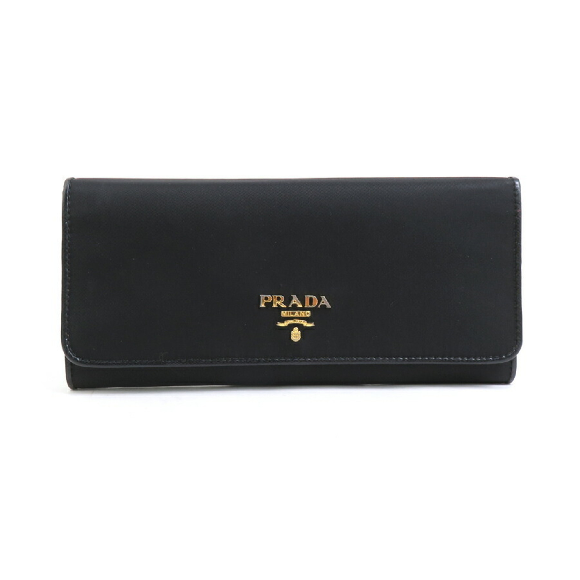 PRADA Bi-fold long wallet nylon black men's women's 1M1132 a0418