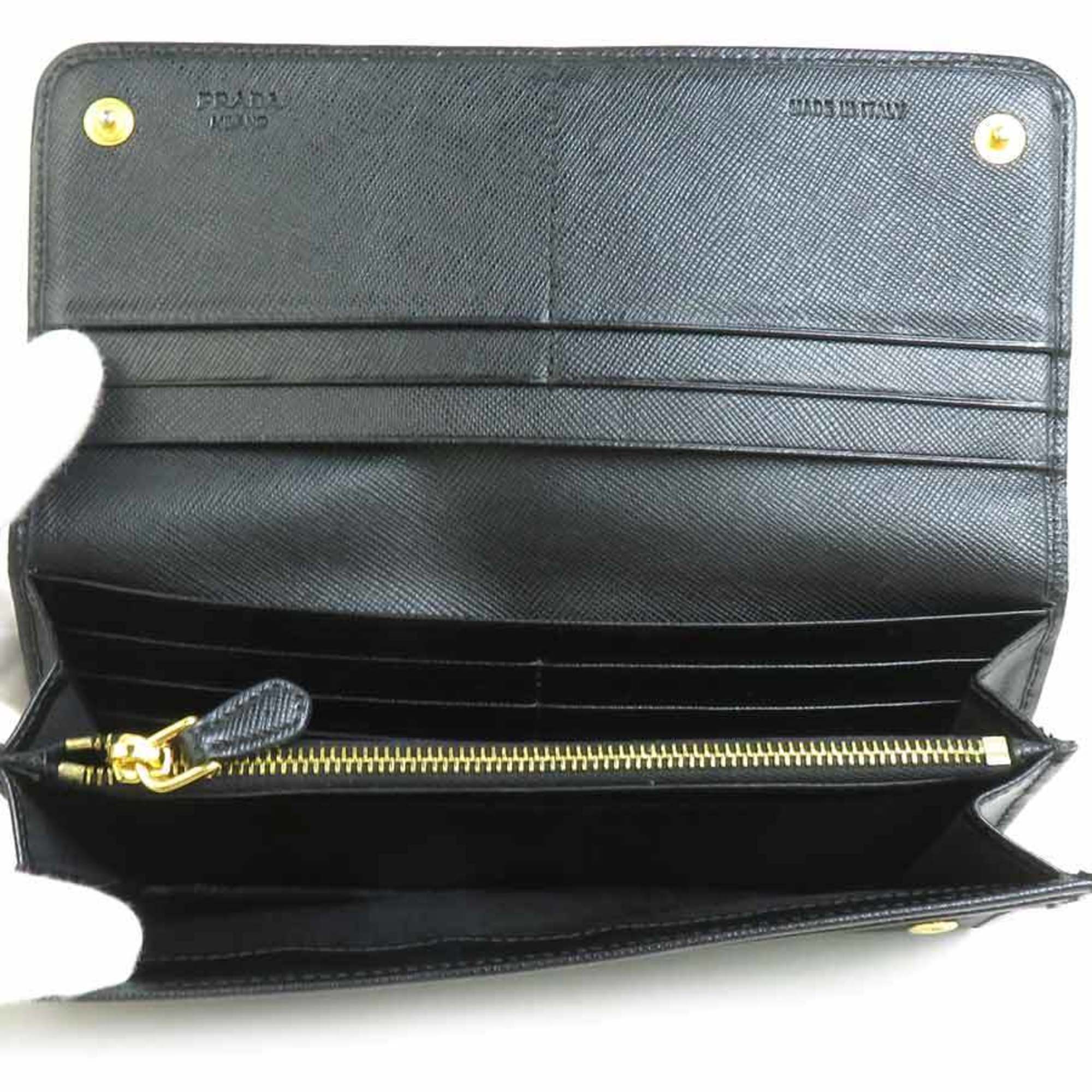 PRADA Bi-fold long wallet nylon black men's women's 1M1132 a0418