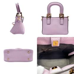 FENDI handbag shoulder bag Selleria leather light purple gold ladies z1825