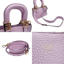 FENDI handbag shoulder bag Selleria leather light purple gold ladies z1825